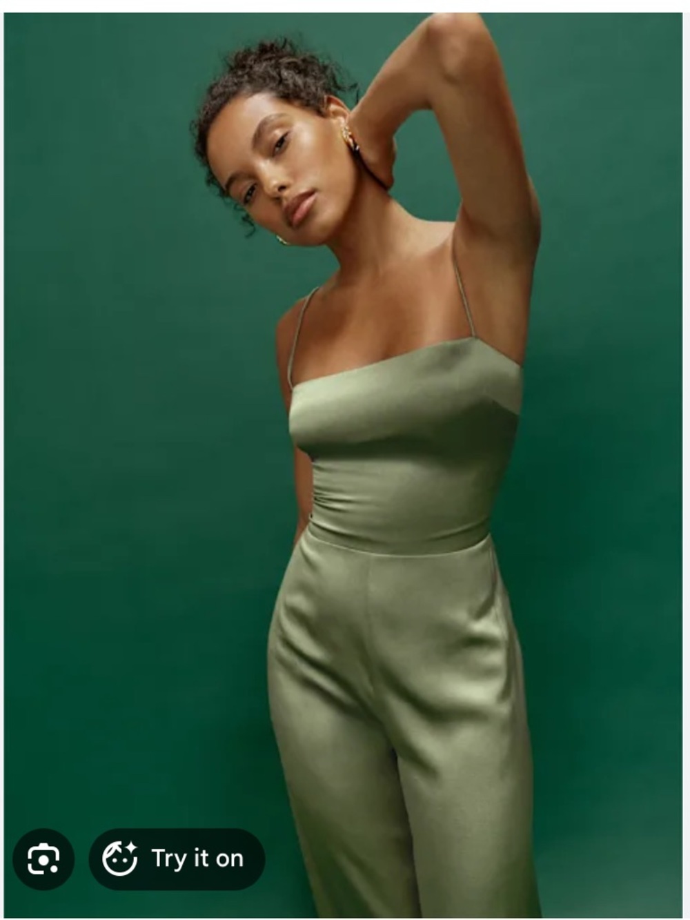 Reformation stormy jumpsuit sage SZ 2 green silk